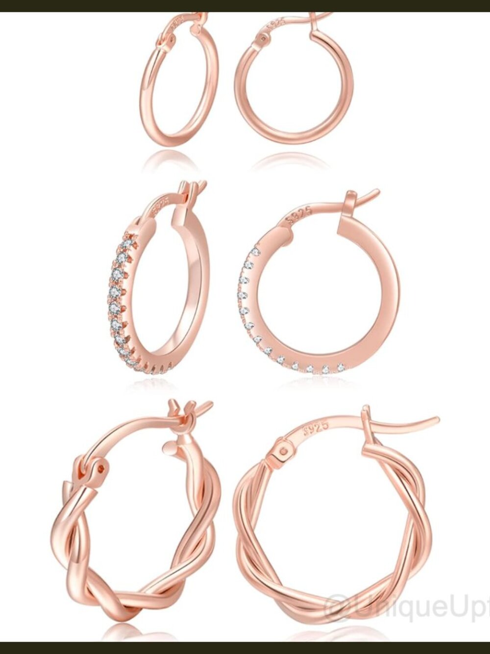 925 Sterling Silver Small Hoop Earrings Set Hypoallergenic Cubic Zirconia